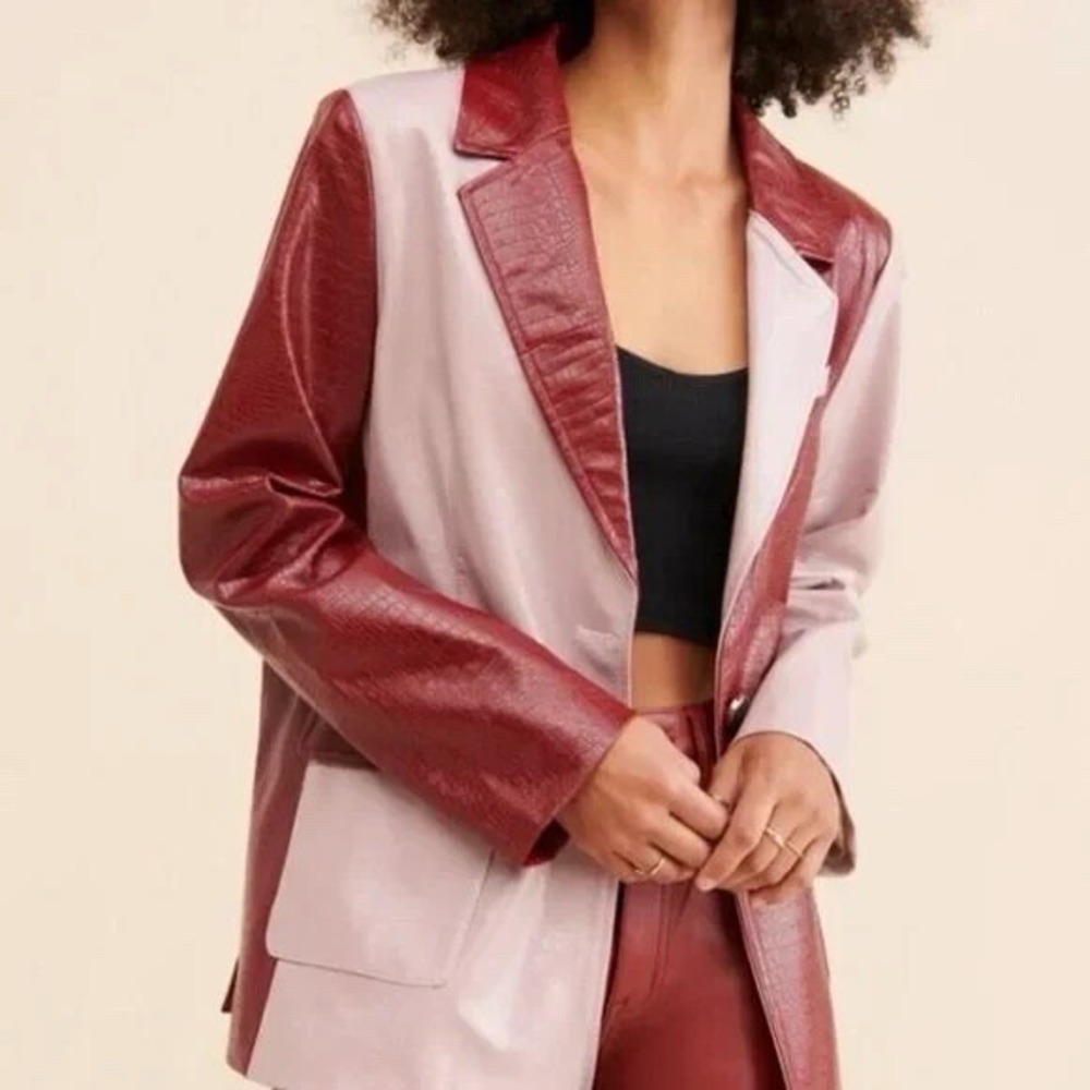 NEW $248 Anthropologie JAYLEY Collection Croc jacket blazer OS‎